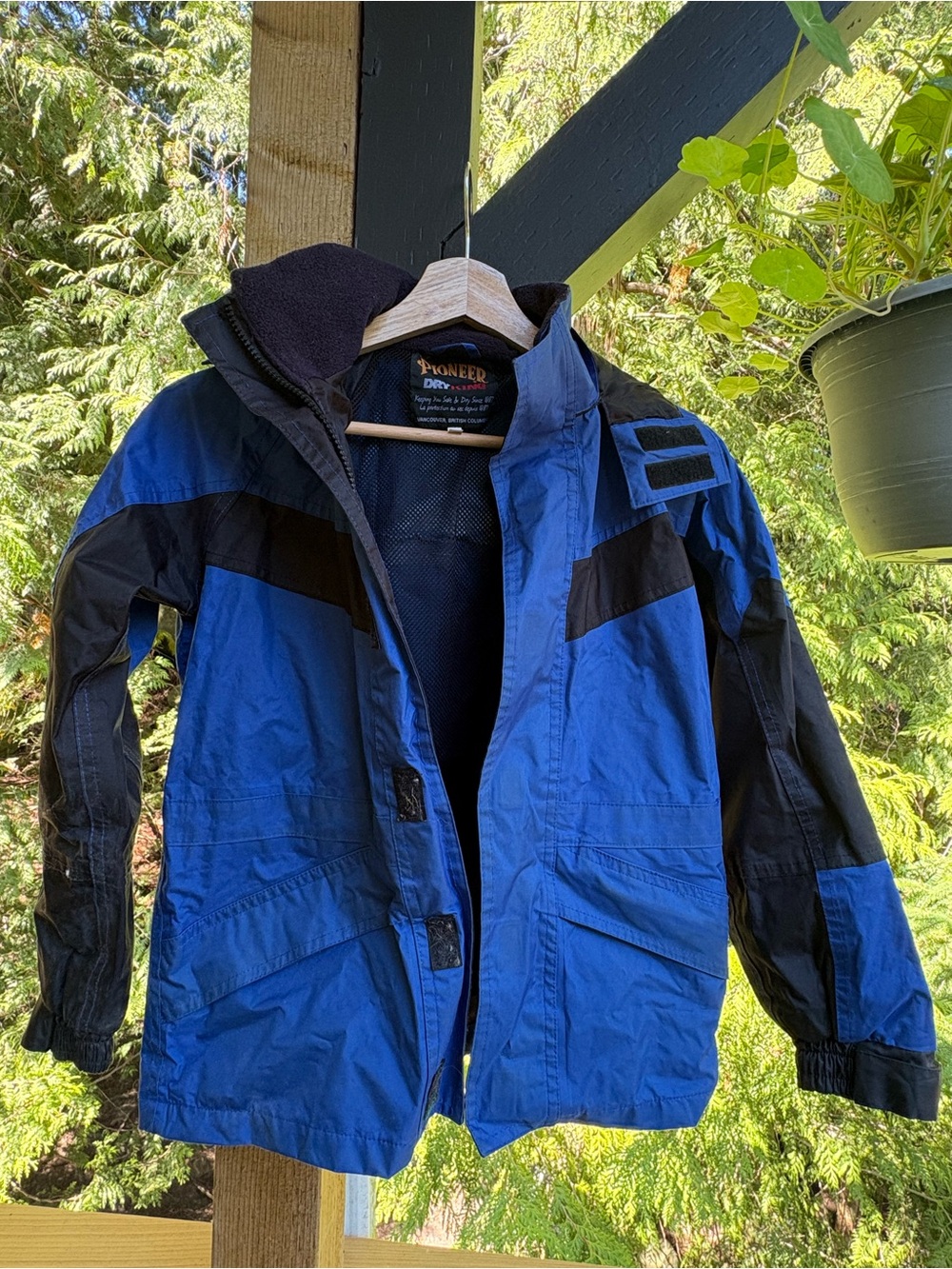 PIONEER Blue and Black Kids' Rain Jacket with Hood